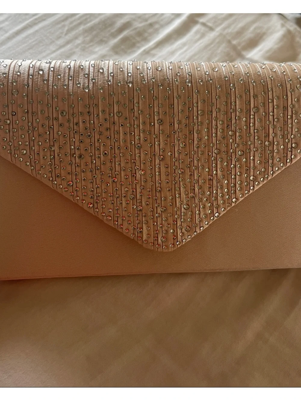 Elegant Blush Pink Rhinestone Envelope Clutch